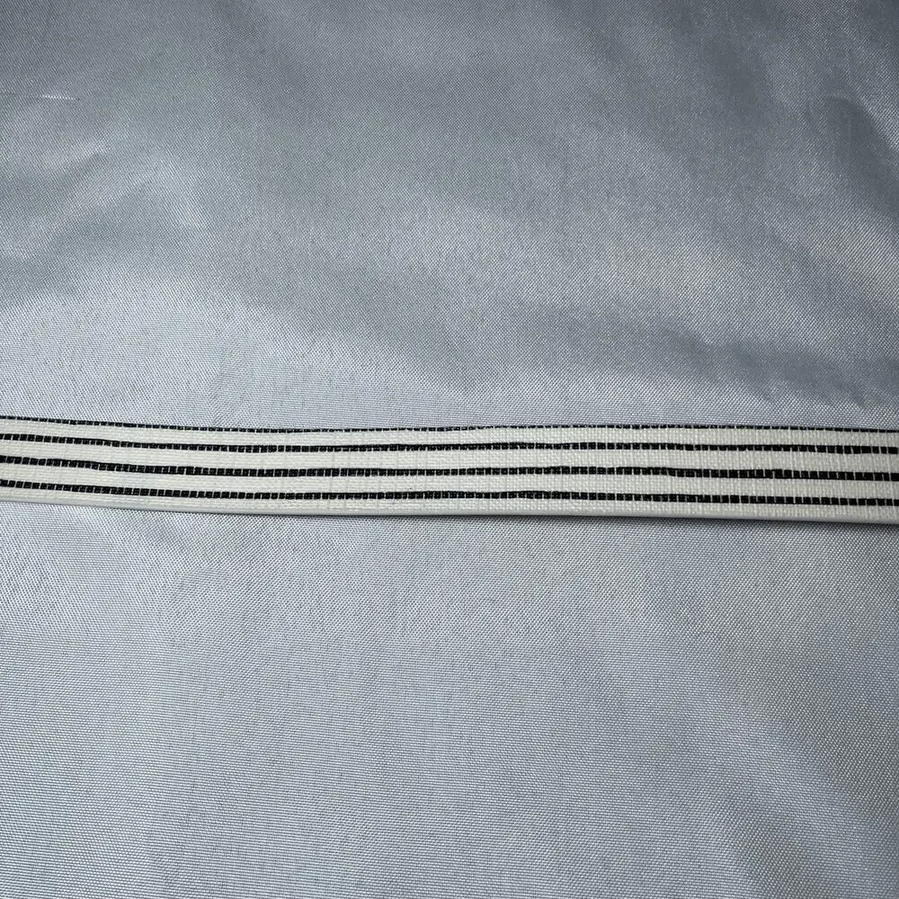 Women's Fossil Belt Cream Blue Stripe w/ Brown Leather Accent Size S EUC